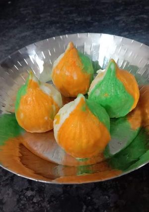 A picture of Tri colour Modak.