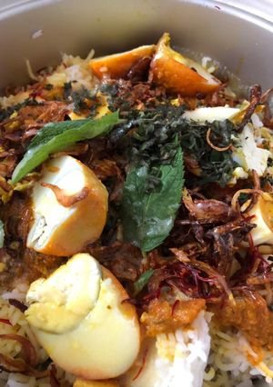 A picture of Egg dum biryani.