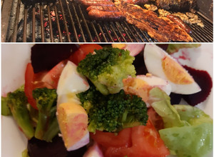 Una foto de Ensalada de brócoli, con parrillada 🇺🇾