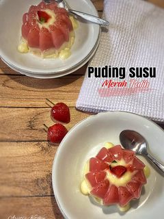 Foto resep Puding Susu Merah Putih