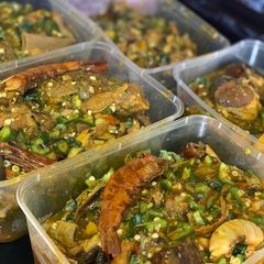 A picture of Sea food okro soup.