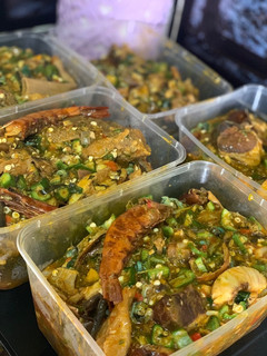 A picture of Sea food okro soup.