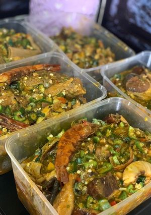 A picture of Sea food okro soup.