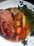 Honey and Mustard Glazed Ham with Roasted Veg and Gravy