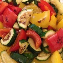 A picture of Marinated Fried Zucchini and Bell Pepper.