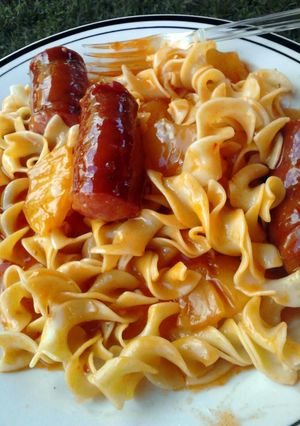 A picture of Sweet n Sour Sausage ala Noodles.