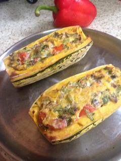 A picture of My Sweet Stuffed Delicata Butternut Squash 💜.