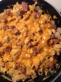 A picture of Polish Kielbasa & Eggs.