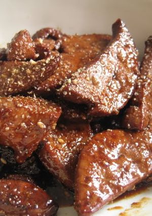 A picture of Sweet and Savory Stewed Pork Liver.