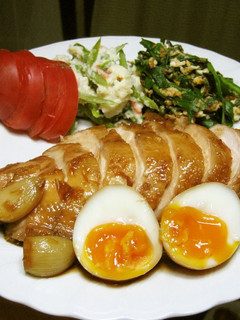 A picture of Easy Chicken Char Siu With Soft Boiled Egg.