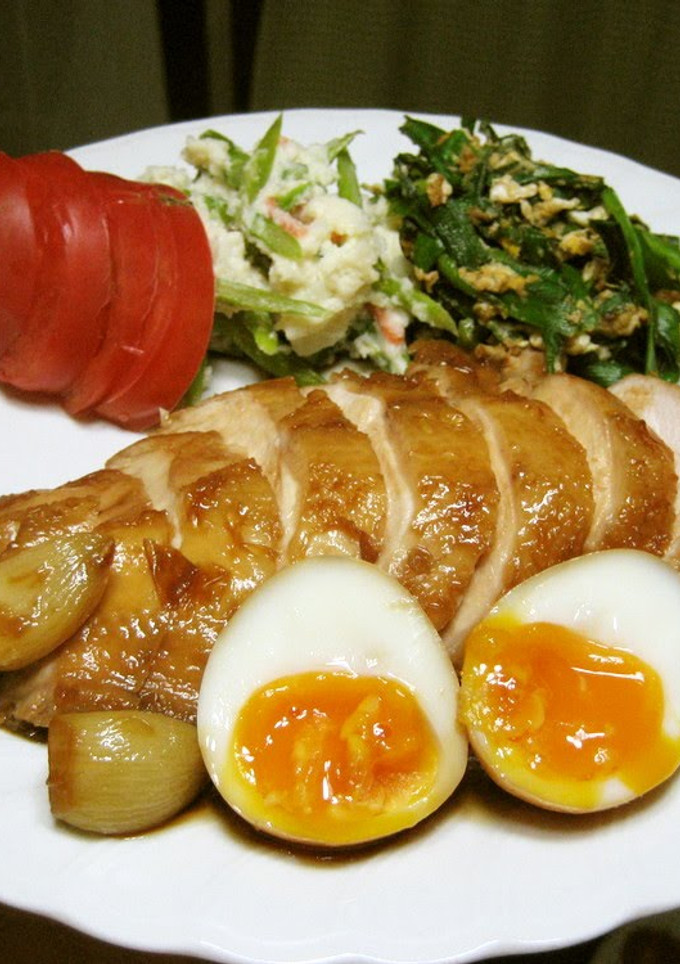 A picture of Easy Chicken Char Siu With Soft Boiled Egg.