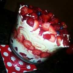 A picture of Charlottes very berry trifel.