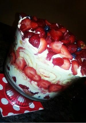A picture of Charlottes very berry trifel.