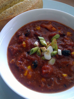 A picture of Vickys Chunky Chilli Bean Soup, GF DF EF SF NF.