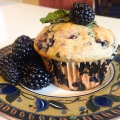 A picture of Blackberry Mint Muffins.