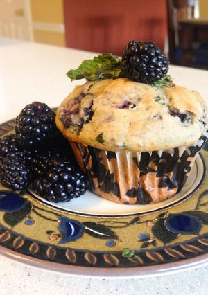 A picture of Blackberry Mint Muffins.