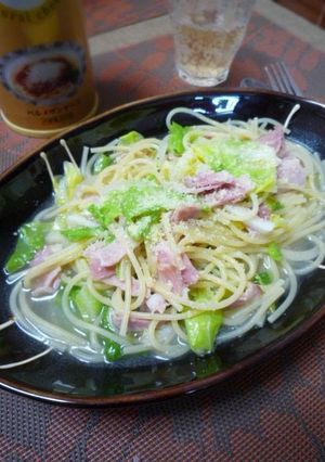 A picture of Simple Spring Cabbage & Bacon Soup Pasta.