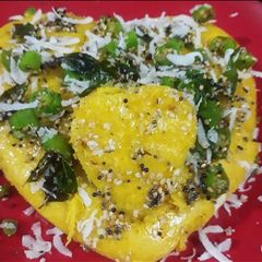 A picture of Khaman cake(nylon khaman).