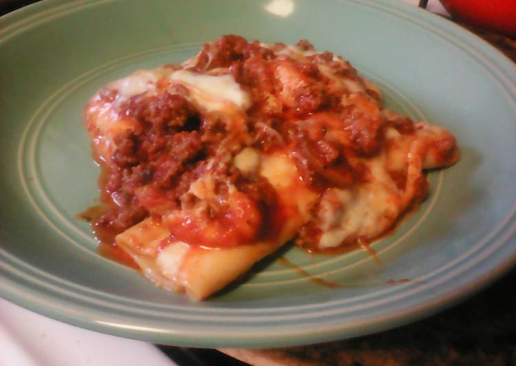 Steps to Prepare Quick Manicotti with Meat Sauce