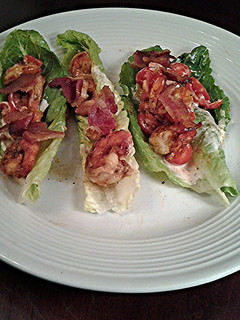 A picture of Shrimp BLT Lettuce Wraps.