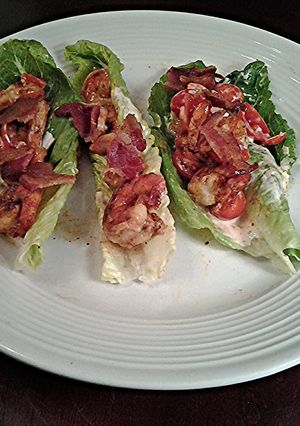 A picture of Shrimp BLT Lettuce Wraps.