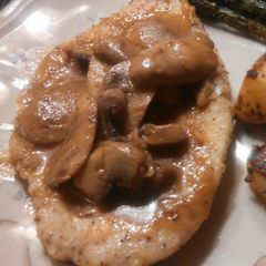 A picture of Chicken Cutlets with Herbed Mushroom Sauce.