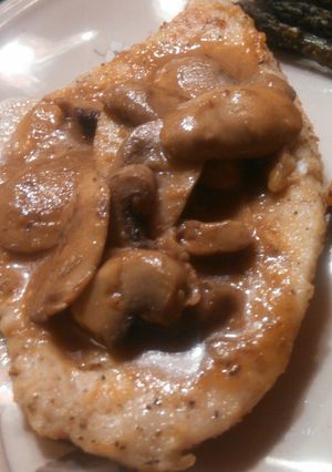 A picture of Chicken Cutlets with Herbed Mushroom Sauce.
