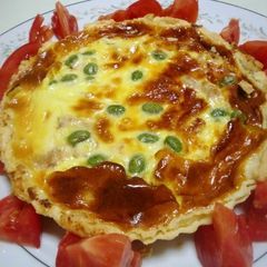 A picture of Easy Salmon and Onion Quiche with Handmade Dough.