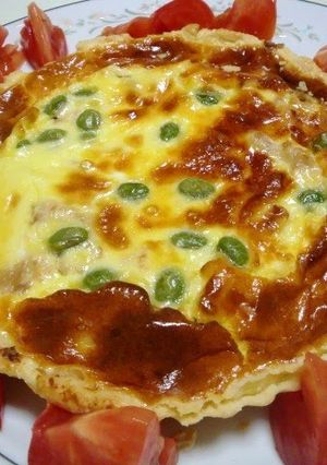 A picture of Easy Salmon and Onion Quiche with Handmade Dough.