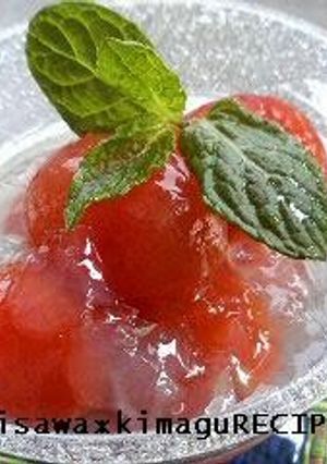 A picture of Cherry Tomato Compote with Lemon Jello.