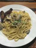 Spaguetti Fungi Creme il Olio