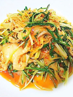 A picture of Chicken Skin and Mizuna Kimchi Stir-fry.