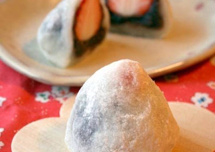 Recipe of Super Quick Homemade Strawberry Daifuku with Shiratamako Flour in a Microwave