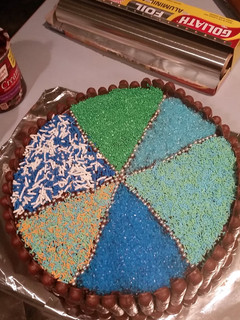 A picture of Easy chocolate birthday cake.