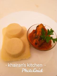Ekuru with ata dindin (white moi moi) ainihin hoton girkin