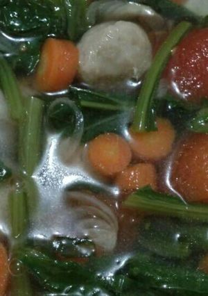 Foto resep SOp sawi hijau, bakso dll ala mahmud