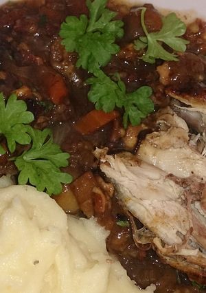 A picture of Coq Au Vin.