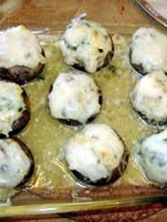 A picture of Amanda's bacon stuffed mushrooms.