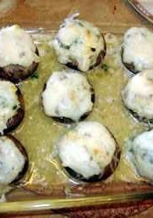A picture of Amanda's bacon stuffed mushrooms.