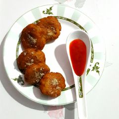 Raw Banana Bread Tikki A picture of Raw Banana Bread Tikki.