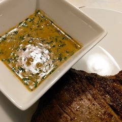 A picture of Tarragon brandy pan sauce for steak.
