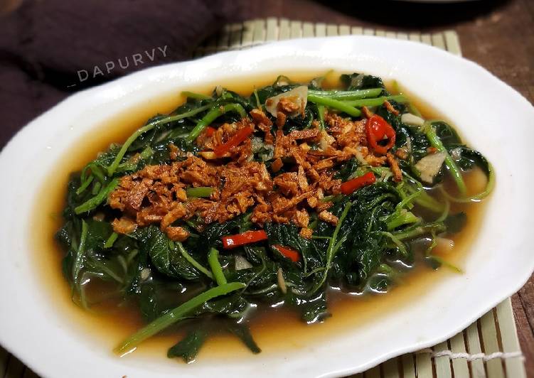 TUMIS BAYAM Bawang putih berkecap