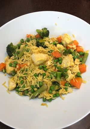 A picture of White fish kedgeree.