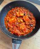 Pisto con filetes de bacalao