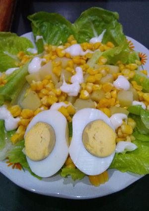 Foto resep Salad kentang jagung letuce dan telor rebus(makan malam)