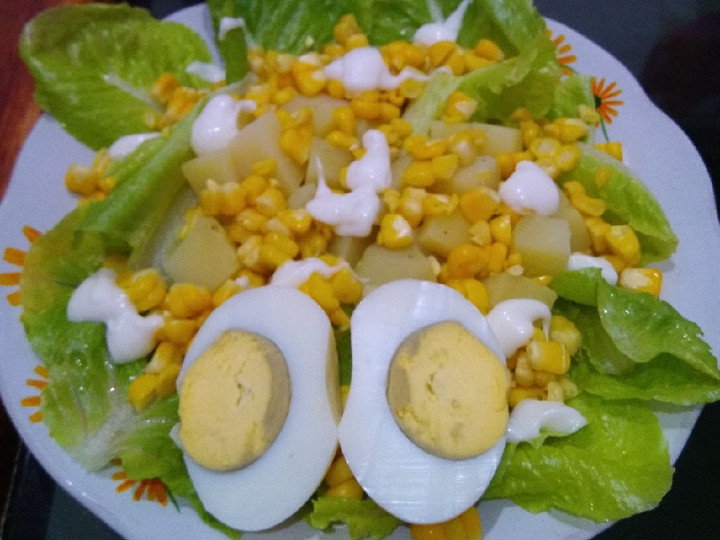 Standar Resep  memasak Salad kentang jagung letuce dan telor rebus(makan malam) yang istimewa