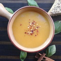 A picture of One pot thick sweet potato soup.