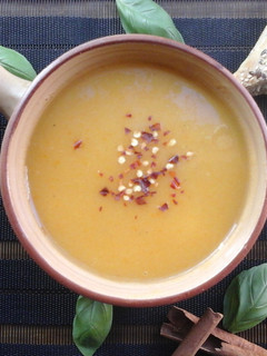 A picture of One pot thick sweet potato soup.