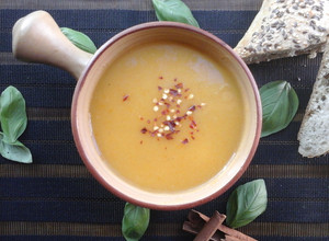 A picture of One pot thick sweet potato soup.