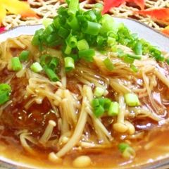 A picture of "Family Restaurant" Style Hamburger Steaks with Enoki Mushroom Ankake Sauce.